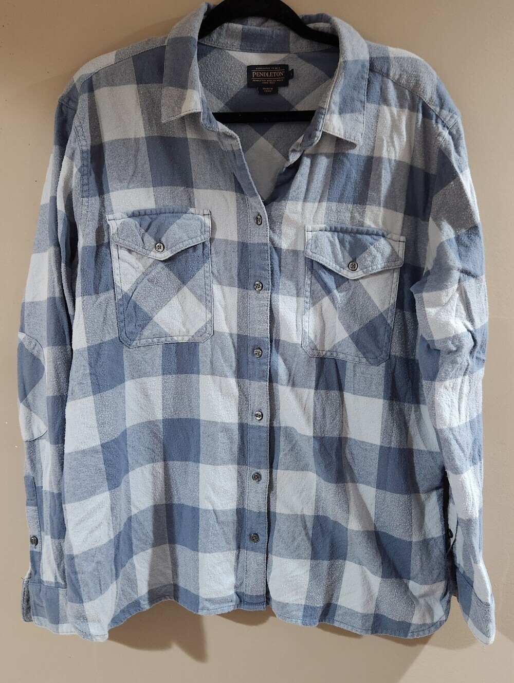 Pendleton blue and white checkered flannel shirt #flannel #checkered